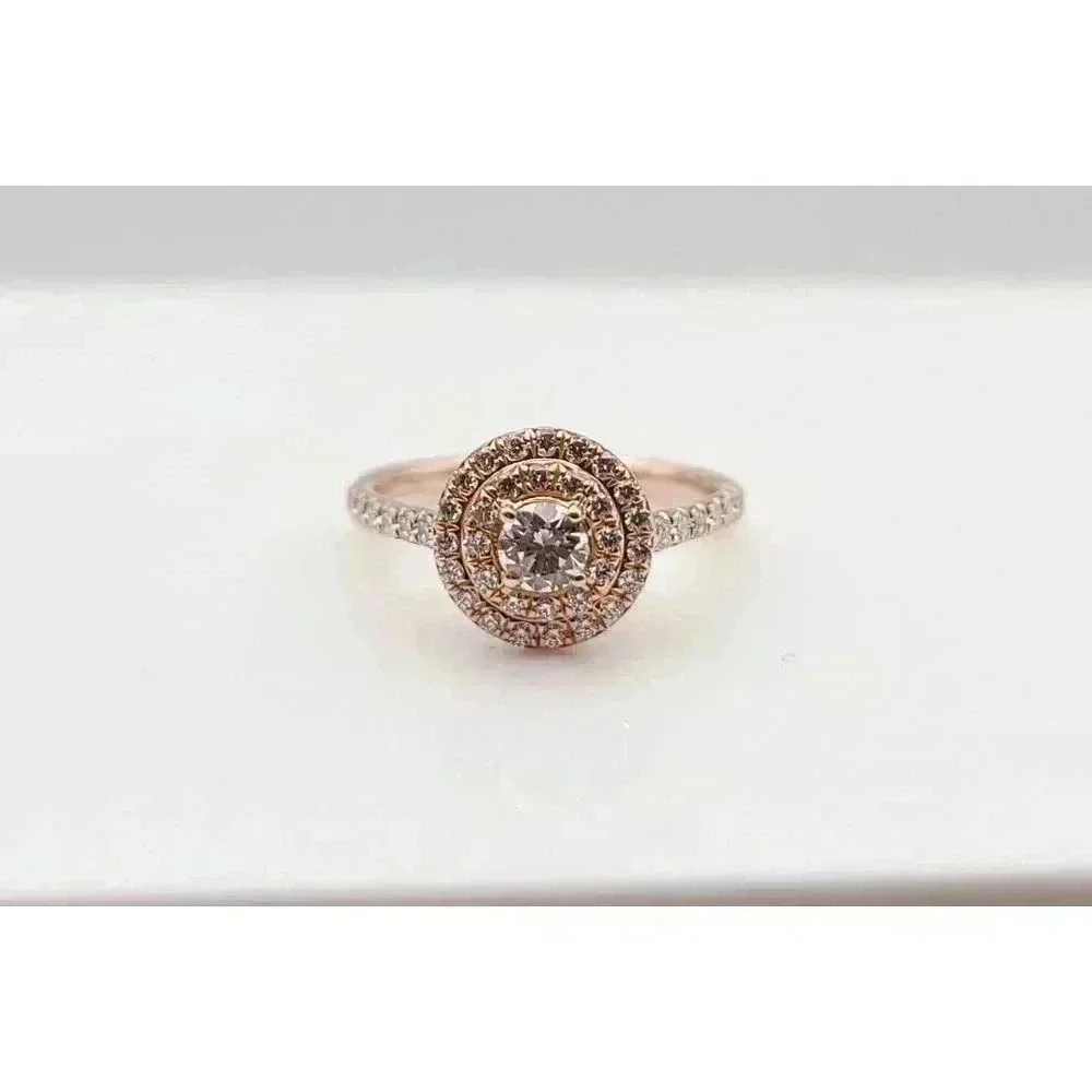 Tiffany & Co 18kt Rose Gold Soleste Diamond Halo Engagement Ring Size 4.5